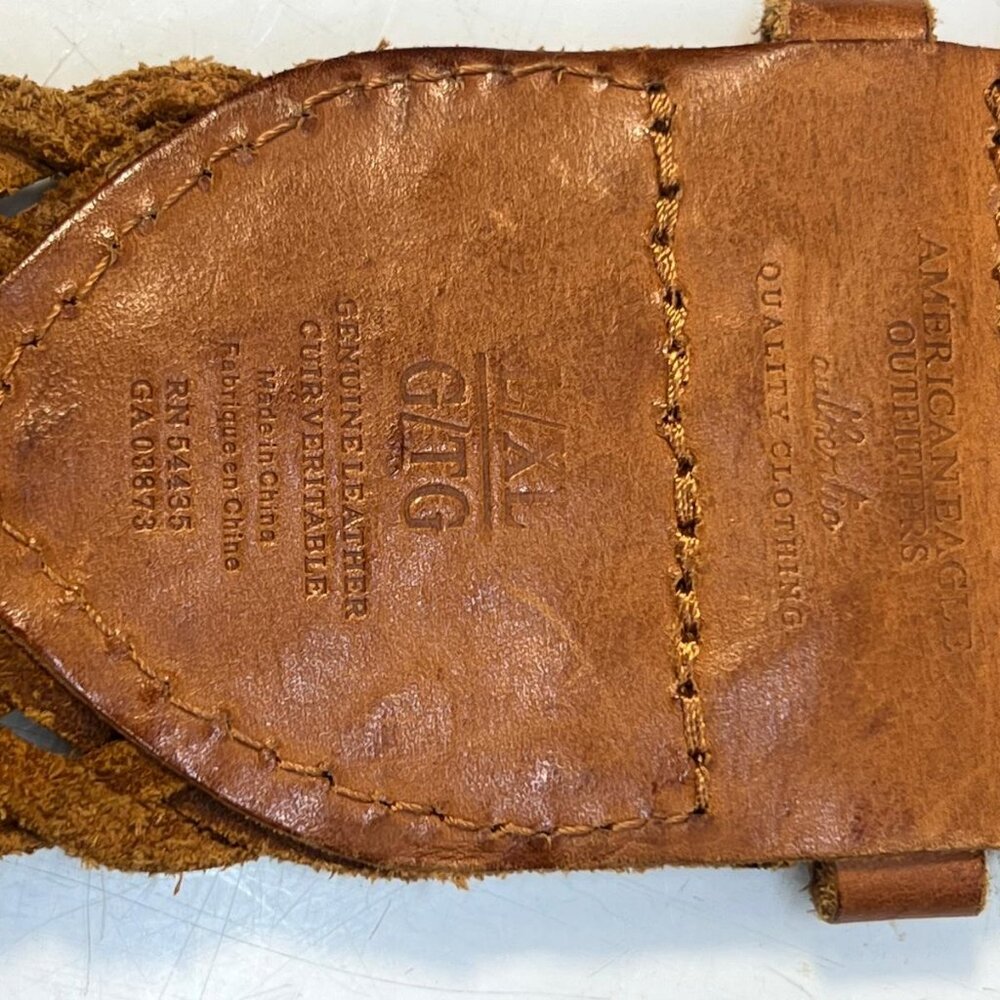 Women's Vintage Brown Woven Leather Belt Handmade Boho Western Hand Braided - Picture 5 of 6
